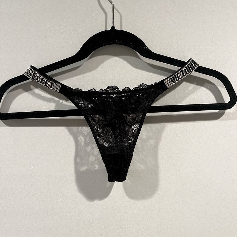 VS Rhinestone Strap Thong